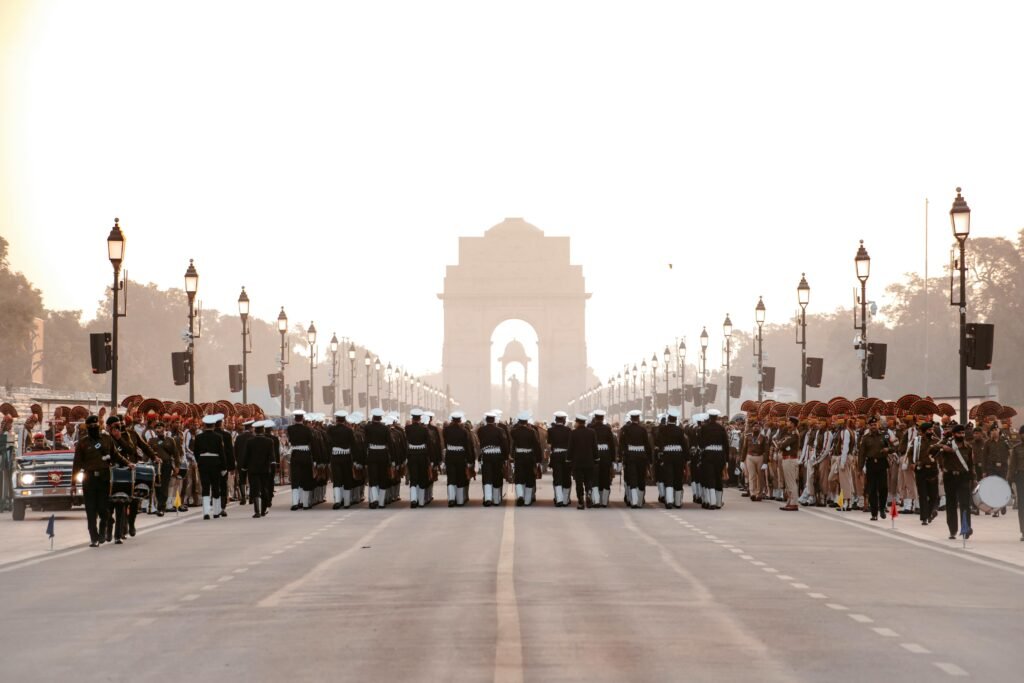 Indian army practice their parade during republic day. The ceremony is done by Indian army every year to salute national flag in 26th January.